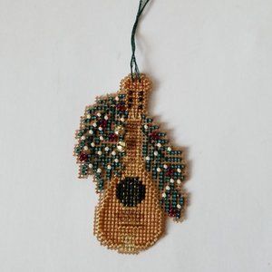 Mill Hill Guitar Ornament Handmade Counted Cross Stitch With Glass Beads